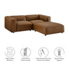 Modway Auren 3-Piece Upholstered Vegan Leather Modular Loveseat with Ottoman by Modway-EEI-7130