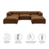 Modway Auren 5-Piece Upholstered Vegan Leather Modular U-Shaped Sofa by Modway-EEI-7131