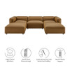 Modway Auren 5-Piece Upholstered Vegan Leather Modular U-Shaped Sofa by Modway-EEI-7131