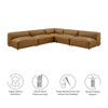 Modway Auren 5-Piece Upholstered Armless L-Shaped Vegan Leather Modular Sofa by Modway-EEI-7133