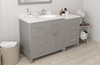 VHG MS-2157L-DWQRO-GR-NM Caroline Parkway 57" Single Bath Vanity in Gray with White Quartz Top and Round Sink