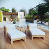 EEI-3115-NAT-WHI-SET Upland 5 Piece Outdoor Patio Teak Set by Modway