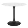 EEI-3516-BLK-WHI Lippa 36" Round Faux Marble Dining Table by Modway