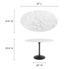 EEI-3518-BLK-WHI Lippa 48" Oval Faux Marble Dining Table by Modway