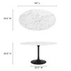 EEI-3530-BLK-WHI Lippa 54" Oval Faux Marble Dining Table by Modway