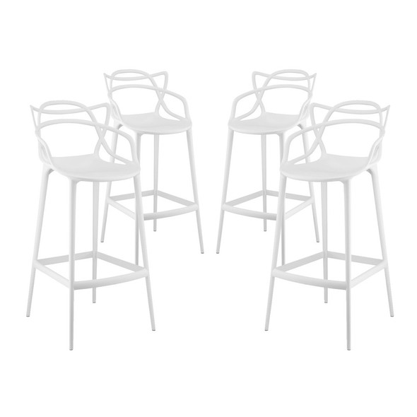 EEI-2402-WHI-SET Entangled Bar Stool Set of 4 by Modway