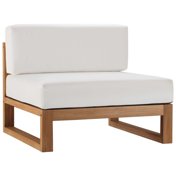 EEI-4125-NAT-WHI Upland Outdoor Patio Teak Wood Armless Chair by Modway