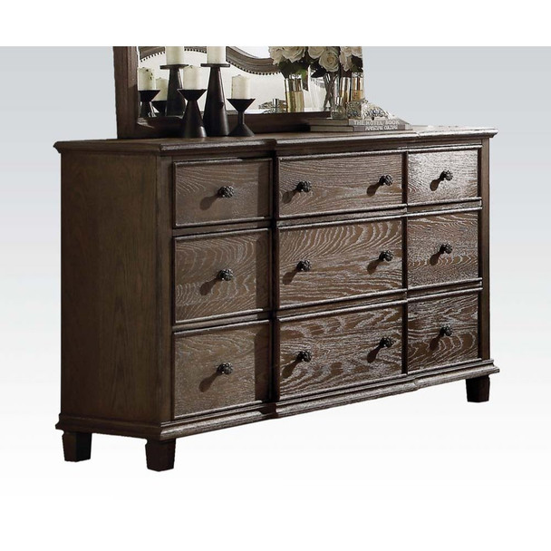 ACME 26115 Baudouin Dresser, Weathered Oak