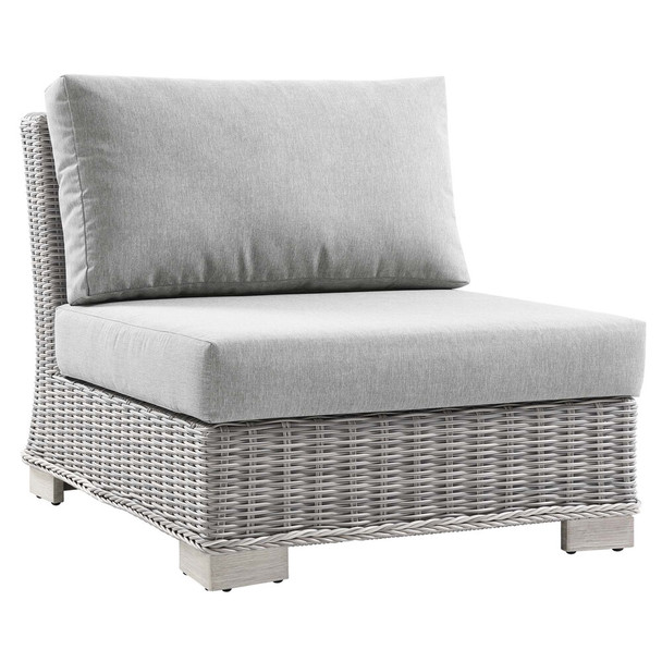 EEI-4847-LGR-GRY Conway Outdoor Patio Wicker Rattan Armless Chair by Modway