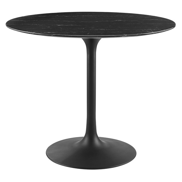 EEI-4868-BLK-BLK Lippa 36" Round Faux Marble Dining Table by Modway
