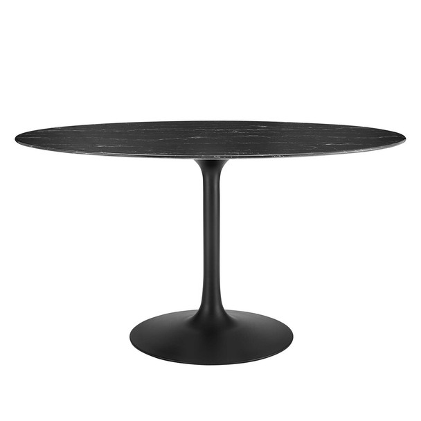 EEI-4880-BLK-BLK Lippa 54" Oval Faux Marble Dining Table by Modway
