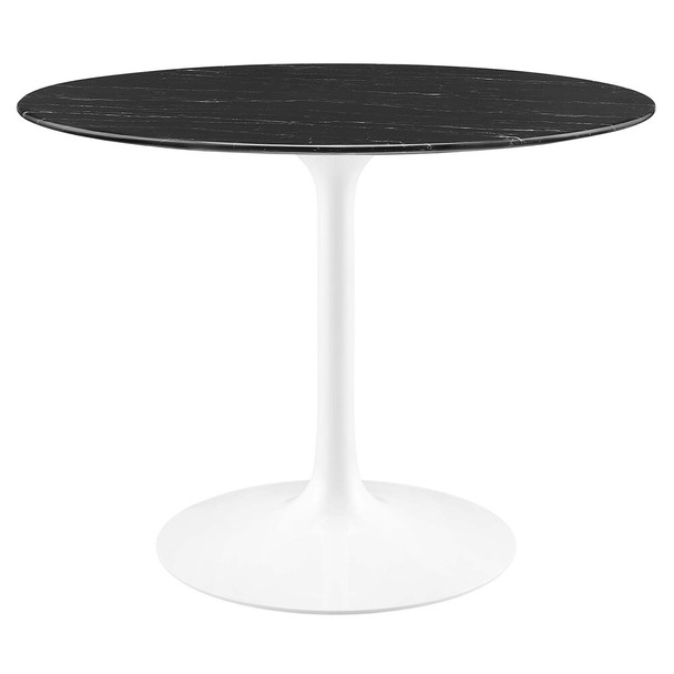EEI-5181-WHI-BLK Lippa 40" Round Faux Marble Dining Table by Modway