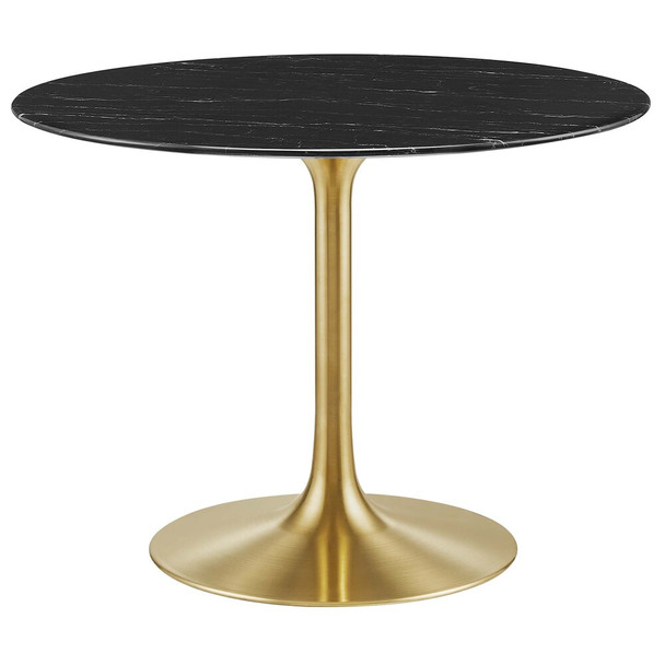 EEI-5238-GLD-BLK Lippa 40" Round Faux Marble Dining Table by Modway