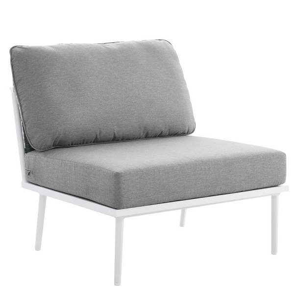 EEI-5568-WHI-GRY Stance Outdoor Patio Aluminum Armless Chair by Modway