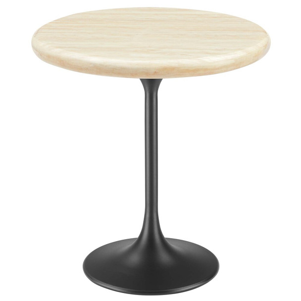 EEI-6747-BLK-TRA Lippa 20" Round Faux Travertine Side Table by Modway