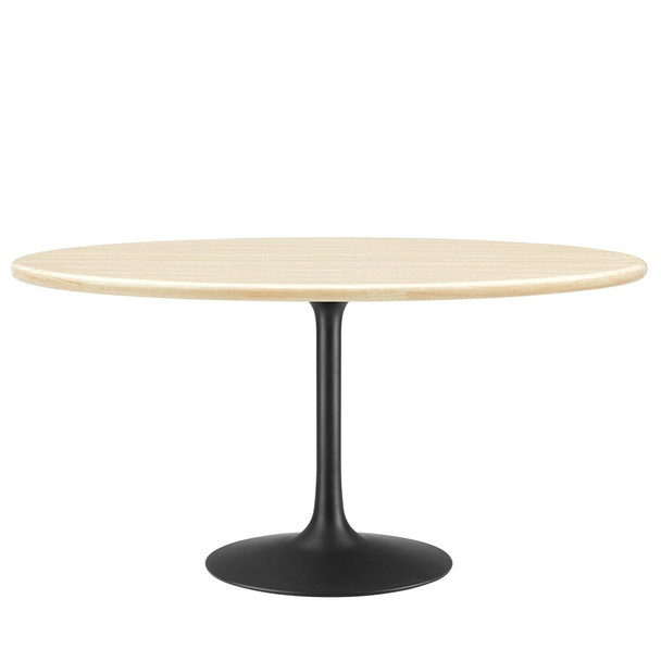 EEI-6758-BLK-TRA Lippa 60" Oval Faux Travertine Dining Table by Modway