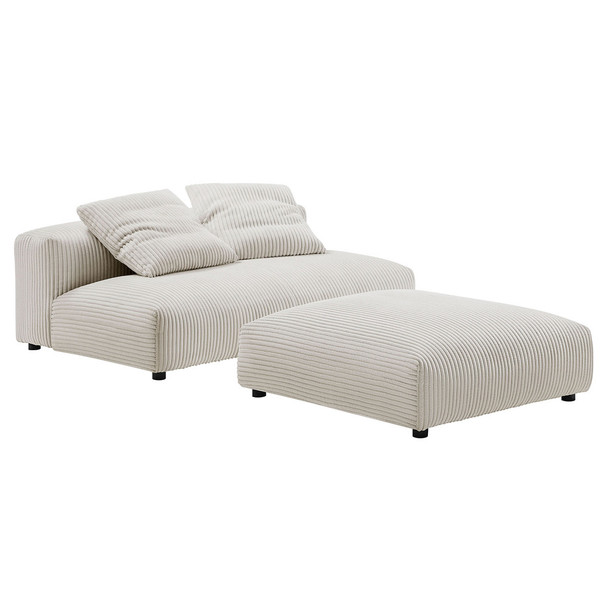 EEI-7030 Solace Modular Corduroy Upholstered Armless Loveseat and Ottoman Set by Modway