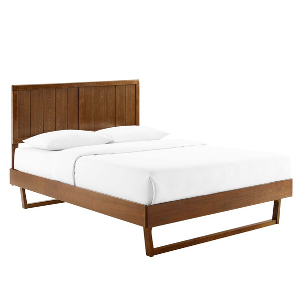 MOD-6617-WAL Alana Wood King Platform Bed With Angular Frame by Modway