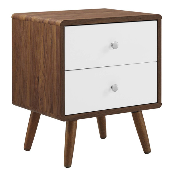 MOD-7017-WAL-WHI Transmit 2-Drawer Nightstand by Modway