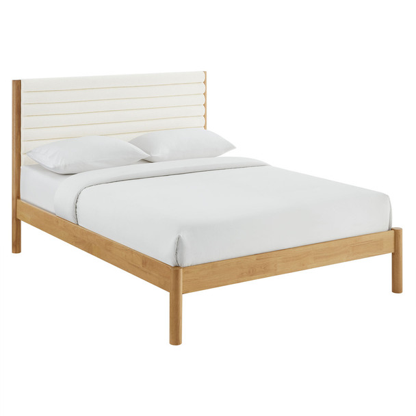 MOD-7198 Olea Channel Tufted Boucle Solid Wood Queen Platform Bed by Modway