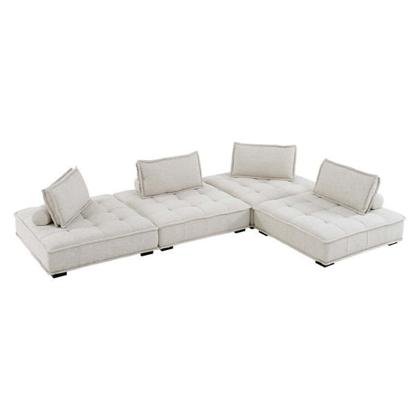 Modway Saunter 4-Piece Tufted Fabric Fabric Sectional Sofa by Modway-EEI-5208-BEI