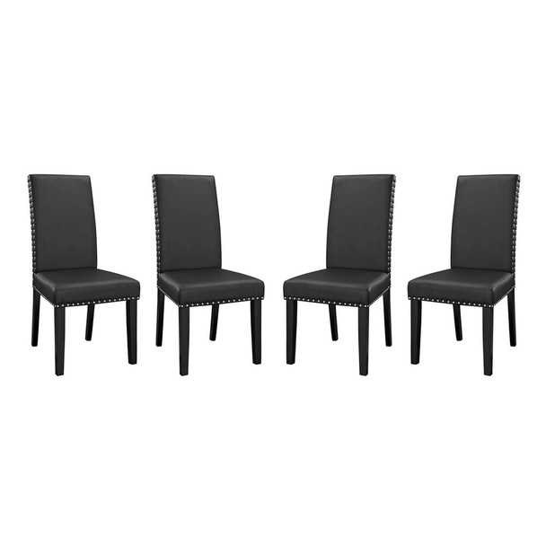 Modway Parcel Vinyl Dining Side Chair Set of 4 by Modway-EEI-3554-BLK