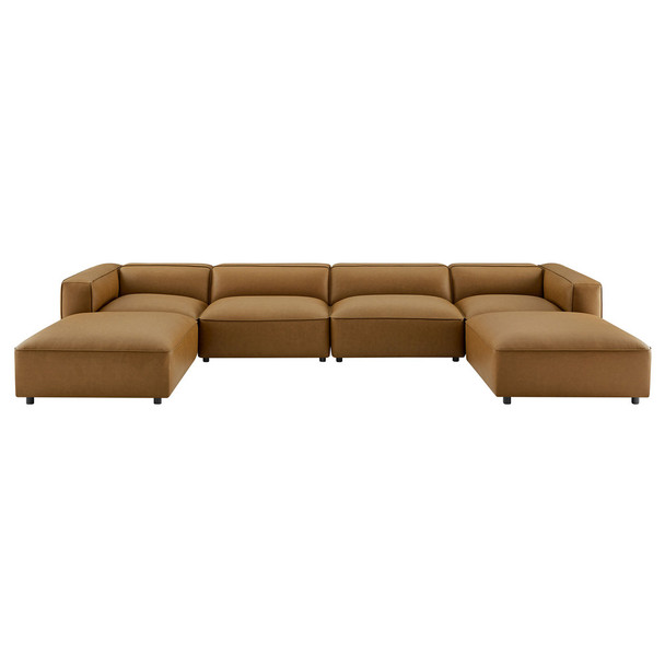 Modway Auren 6-Piece Upholstered Vegan Leather Modular Sofa by Modway-EEI-7134