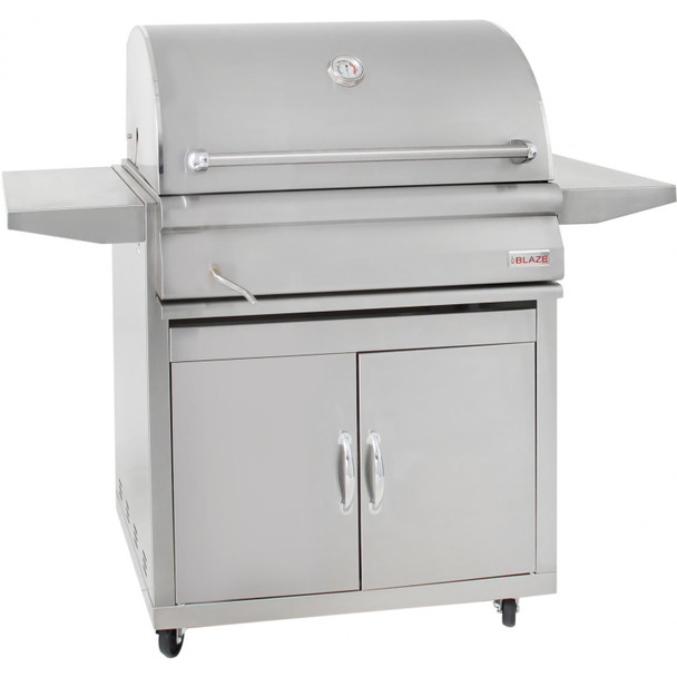 Blaze 32-Inch Built-In Stainless Steel Charcoal Grill With Adjustable Charcoal Tray & Cart - BLZ-4-CHAR/BLZ-4-CART
