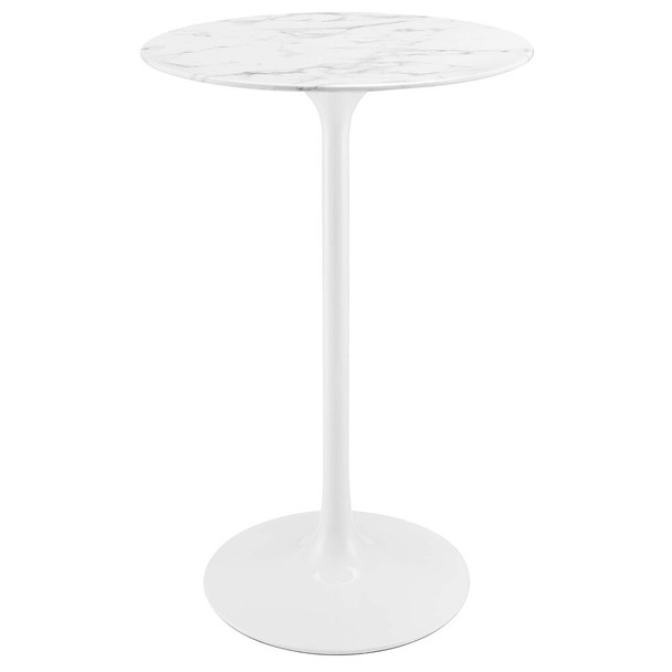 EEI-1827-WHI Lippa 28" Round Faux Marble Bar Table by Modway