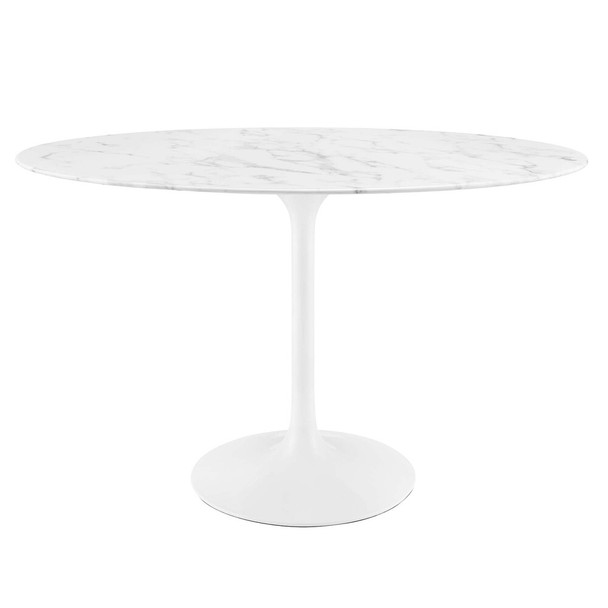 EEI-2021-WHI Lippa 48" Oval Faux Marble Dining Table by Modway