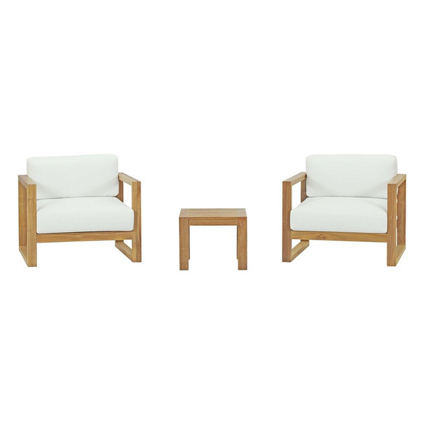 EEI-3119-NAT-WHI-SET Upland 3 Piece Outdoor Patio Teak Set by Modway