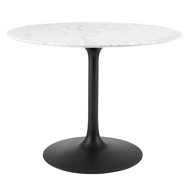 EEI-3526-BLK-WHI Lippa 40" Round Faux Marble Dining Table by Modway