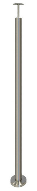 For a guardrail (horizontal) application. Round 1.66" diameter stainless newel post with welded bottom flange for easy assembly of beautiful stainless cable, round bar or glass railing system. 42.4mm x 2.0mm (1.66" x 5/64"). Available in AISI 304 grade (39" or 47") and AISI 316 grade (39") stainless steel.