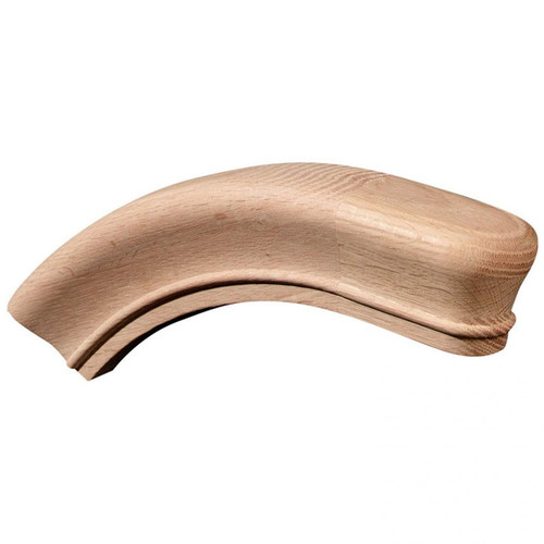 The 7516 Overeasing with Returned End fitting is designed for the 6519 handrail. It is available in a variety of wood species, including Red Oak, Poplar, Beech, White Oak, Soft Maple, Hard Maple, American Cherry, Brazilian Cherry (Jatoba), Mahogany, Hickory, and Walnut. This fitting combines an overeasing design with a returned end, providing an elegant and seamless transition on the handrail. The plowed fitting includes a fillet for added detail and functionality.