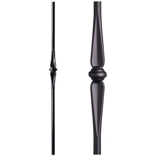 The 1.1.19 Round Series Iron Newel Post presents a stylish addition to your staircase railing system. It features a single 11-7/8" tapered knuckle ornament, adding an elegant touch to its design. Crafted from solid wrought iron, this newel post ensures durability and strength. With a 1" round diameter on the ends, it is compatible with the newel mounting kit designed for one-inch newel posts, specifically 16.3.33.