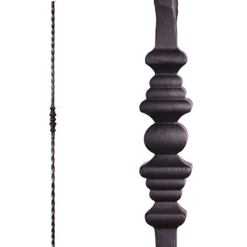 The Tuscan Hammered Single Knuckle Baluster is a visually appealing option for your railing system. It features a single knuckle design and is compatible with other 9/16" square hammered balusters. With a height of 44" and a weight of 4 lbs, it provides both style and durability