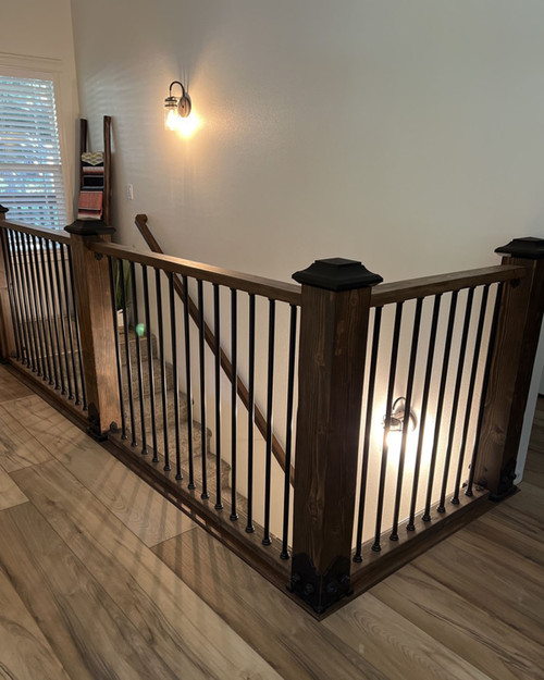 Snap-n-Lock Round Baluster Kit - black. Balcony installation. Snap-n-Lock Round Baluster Kit - black. Balcony installation.