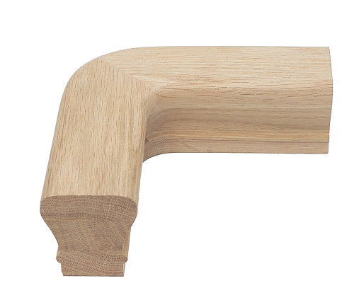 The 7511 Level Quarterturn fitting is designed for the 6519 handrail and is available in various wood species, including Red Oak, Poplar, Beech, White Oak, Soft Maple, Hard Maple, American Cherry, Brazilian Cherry (Jatoba), Genuine Mahogany, Hickory, and Walnut. Please note that the picture may show a fitting for the 6010 handrail profile, but the 7511 fitting is specifically designed for the 6519 handrail. This plowed fitting also includes a fillet for a seamless and finished look. It is proudly made in the U.S.A.