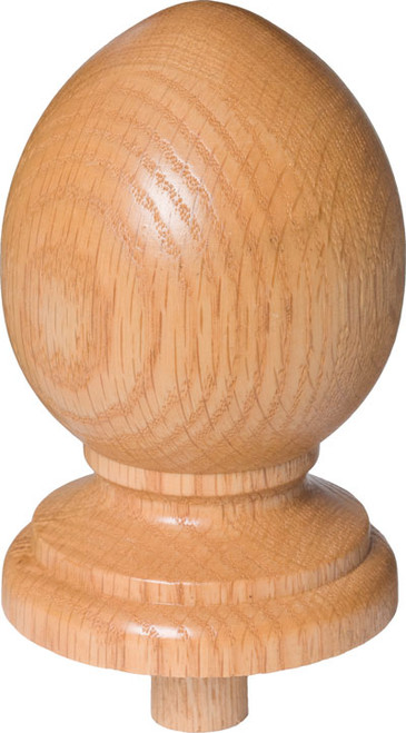 The Plain Pineapple Finial is a charming and versatile choice for adding a touch of elegance to your staircase. Designed for use with the 4130 series newel posts or other 3-1/2" newels, this finial showcases a classic pineapple shape that symbolizes hospitality and warmth. With its dimensions of 3-1/4" width and 5" height, it provides a visually balanced and proportionate look. Please note that all wood products are shipped unfinished, allowing you to customize the finial to match your desired aesthetic. The product image shown features a clear finish, which can serve as inspiration for your finishing preferences. It's important to be aware that these finials are made to order and cannot be returned, so we recommend careful consideration before placing your order to ensure it aligns with your design vision.