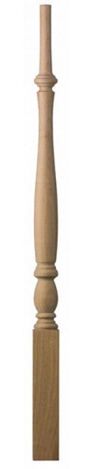 Country French Wood Baluster - #5400. This baluster is 1-3/4" square and comes in 3 different lengths (34", 38" or 42"). Turning on baluster is 27-1/4" on all baluster lengths. Available in several different species of wood.