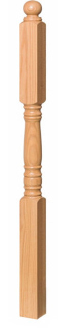 4505-ST Short Turning Ball Top Intermediate Landing Newel - 3 1/2" square x 60" height. This is a 3 1/2" ball top newel post with a 14-1/2" face.