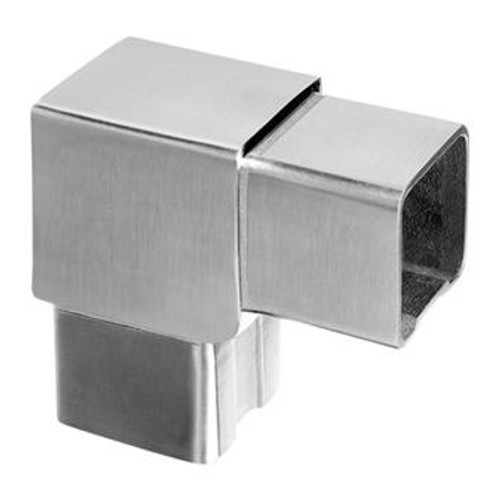 Square Stainless 90 degree Angle Elbow for 40mm x 40mm (1-9/16" x 1-9/16") square stainless tube.