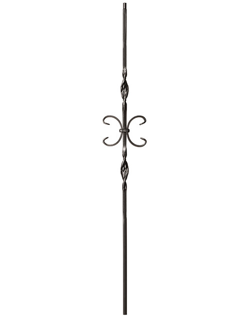 Hollow Ribbon Twist with Single Butterfly Scroll Metal Baluster. 1/2" square x 6" width x 44" length.