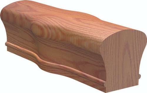 The 7420 Tandem Cap fitting is designed for the 6400 handrail and is specifically intended for use with an intermediate over-the-post newel. It is available in a variety of wood species, including Red Oak, Poplar, Beech, White Oak, Soft Maple, American Cherry, Brazilian Cherry (Jatoba), Mahogany, Hickory, and Walnut.