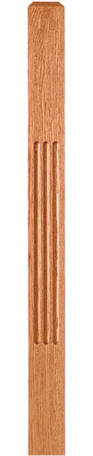 4002 Fluted 3-1/2" Newel. This is a contemporary 3 1/2" newel with a chamfered top edge. This newel looks great with the 5060-F or 5360-F contemporary wood baluster series.
