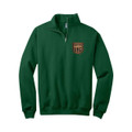 A quarter zip sweatshirt with a rich emerald hue and a faux leather UKC patch on the left chest.