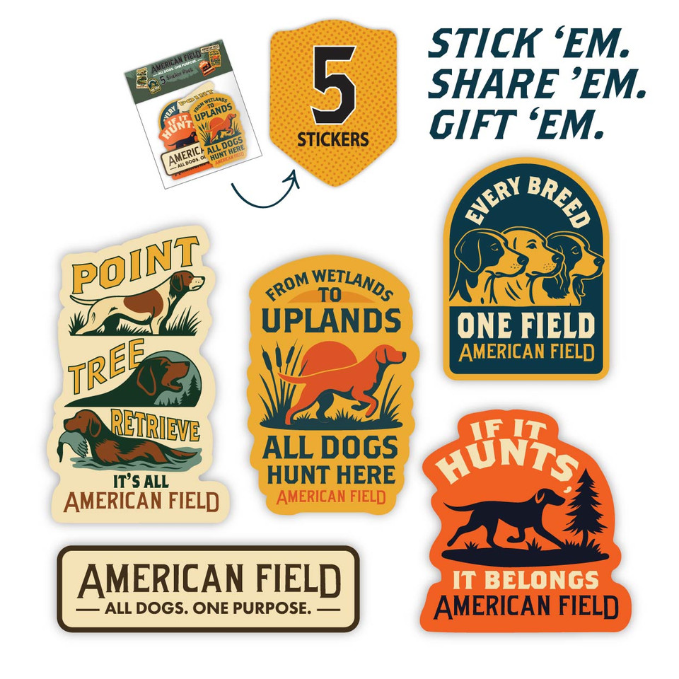 American Field Sticker Pack – 5-Piece Set Celebrating All Hunting Dogs