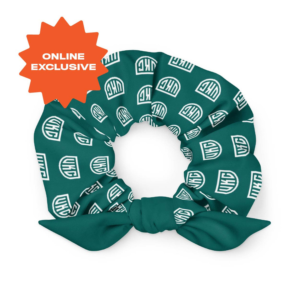 Deep Teal UKC Logo Scrunchie – Eco-Friendly, Stretchy, and Fast-Drying