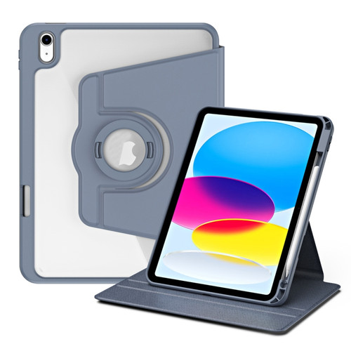 iPad 10th Gen 10.9 2022 Acrylic 360 Rotation Detachable Leather Tablet Case - Lavender Purple