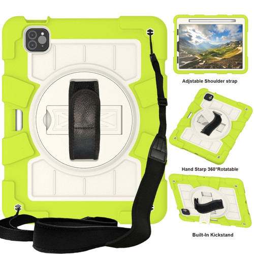 iPad Air 2020 / 2022 10.9 Silicone Hybrid PC Shockproof Tablet Case with Shoulder Strap - Love Birds Green